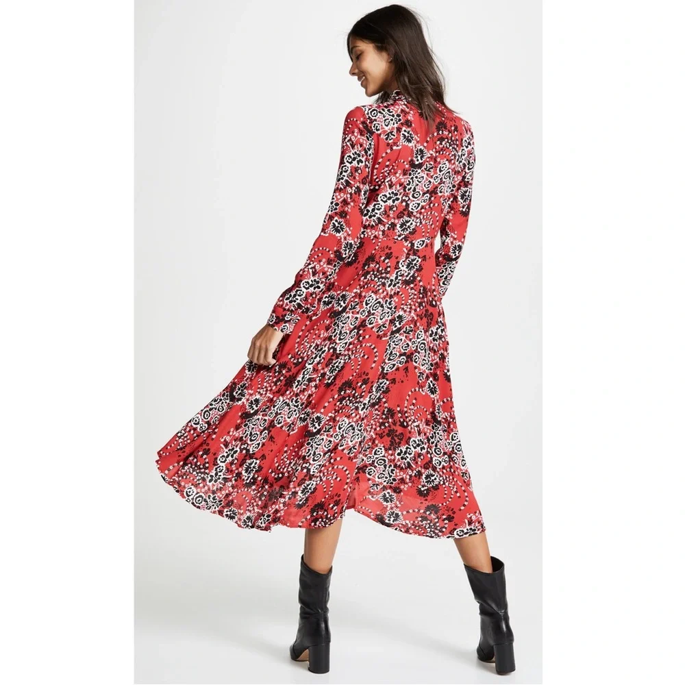 Free People “Tough Love” Twist-Front Red Shirt Dress